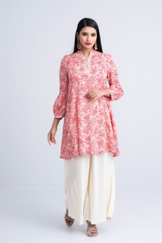 Women Ethnic Kurti : Candle Lt Peach Printed