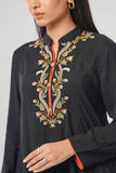 Women Ethnic Kurti : Jet Black & Plum Purple