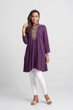 Women Ethnic Kurti : Jet Black & Plum Purple