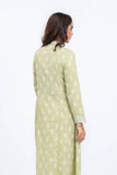 Women's Embroidered Kurti : Light apricot & Yellow Green