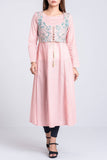 Women's Embroidered Kurti: Peach Schnapps