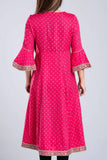 Women's embroidery Kurti : Lt Yellow & Hot Pink