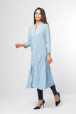 Women's Ethnic Kurta: Placid Blue Printed & Ochre Printed