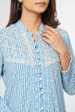 Women's Ethnic Kurta: Placid Blue Printed & Ochre Printed