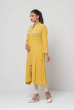 Women's Ethnic Kurta: Placid Blue Printed & Ochre Printed