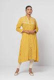 Women's Ethnic Kurta: Placid Blue Printed & Ochre Printed