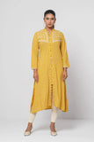 Women's Ethnic Kurta: Placid Blue Printed & Ochre Printed