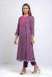 Women's Ethnic Kurta : Plum Purple Printed & Deep Lagoon Printed