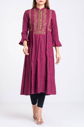 Women's Ethnic :  Plum Purple Printed