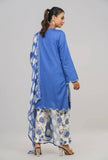 Women's Jacquard Lawn - Three-Piece  With Chiffon Dupatta : Blue & Green