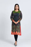 Women's Kurti : Black Bean & Shaded Spruce