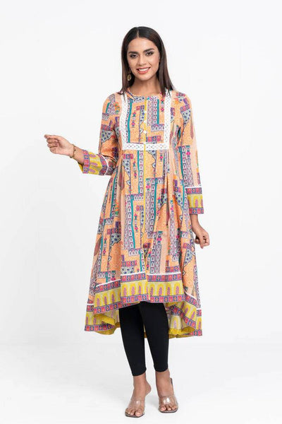 Women's Kurti : Golden Yellow & Sky Blue