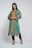 Women's Kurti : Greenery & Tangering tango