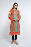 Women's Kurti : Greenery & Tangering tango