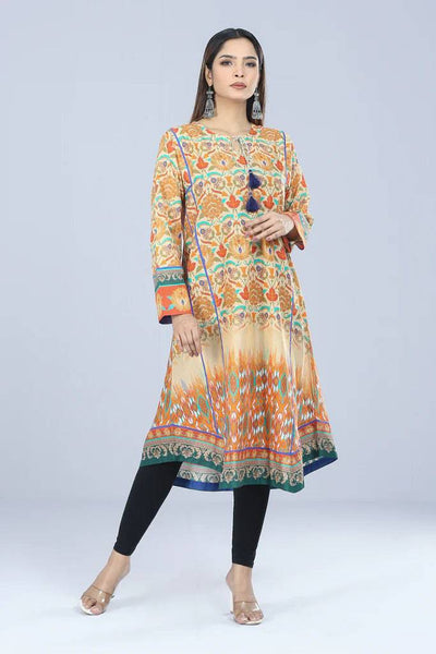 Women's Kurti : Sunset Gold & coral red