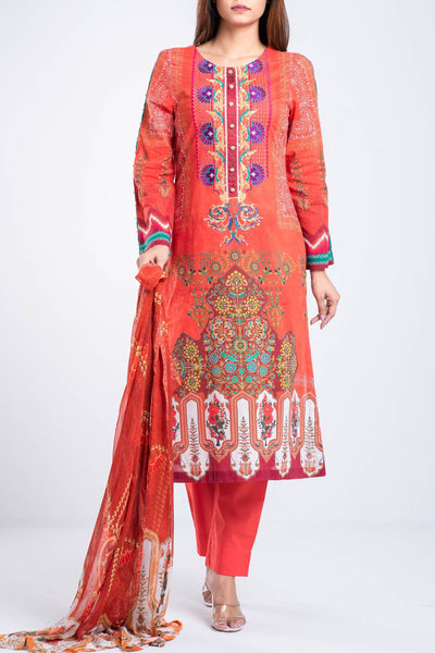 Women's Lawn : Fiery Red & Golden Orange (3 Pieces)