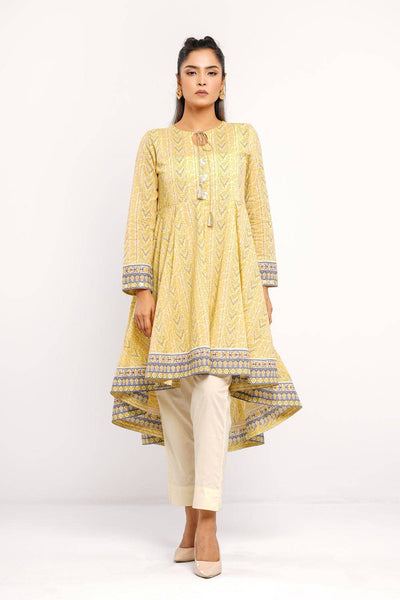 Women's Lawn Kurta : Sunny Lime & Off White