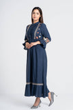 Women's Long Dress : Indigo