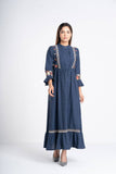 Women's Long Dress : Indigo