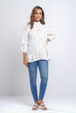 Women's Woven Top : White Stripe