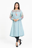 WOMENS EMB KURTI: COCONUT CREAM & BLIZZARD BLUE