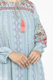 WOMENS EMB KURTI: COCONUT CREAM & BLIZZARD BLUE