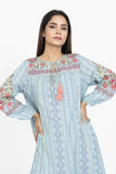 WOMENS EMB KURTI: COCONUT CREAM & BLIZZARD BLUE