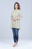 WOMENS WOVEN TOP: BEIGE PRINTED